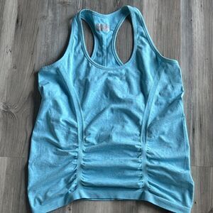Athleta Blue Racer Back Tank With Rouched Front Size XL